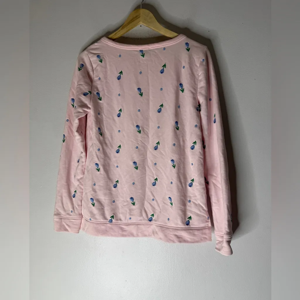 talbots pink‎ embroidered Floral Sweatshirt Small - Image 2