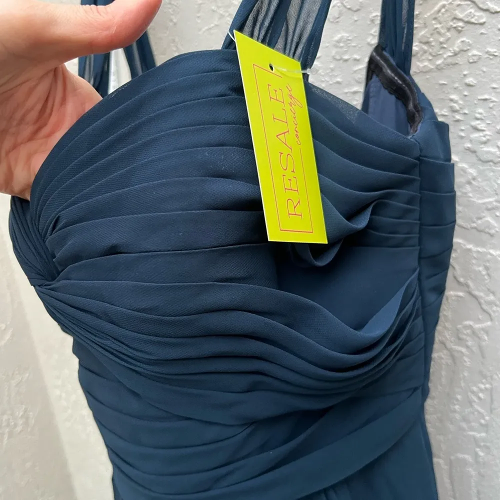 Azazie petrol blue teal maxi dress gown formal size US 12 - Image 3