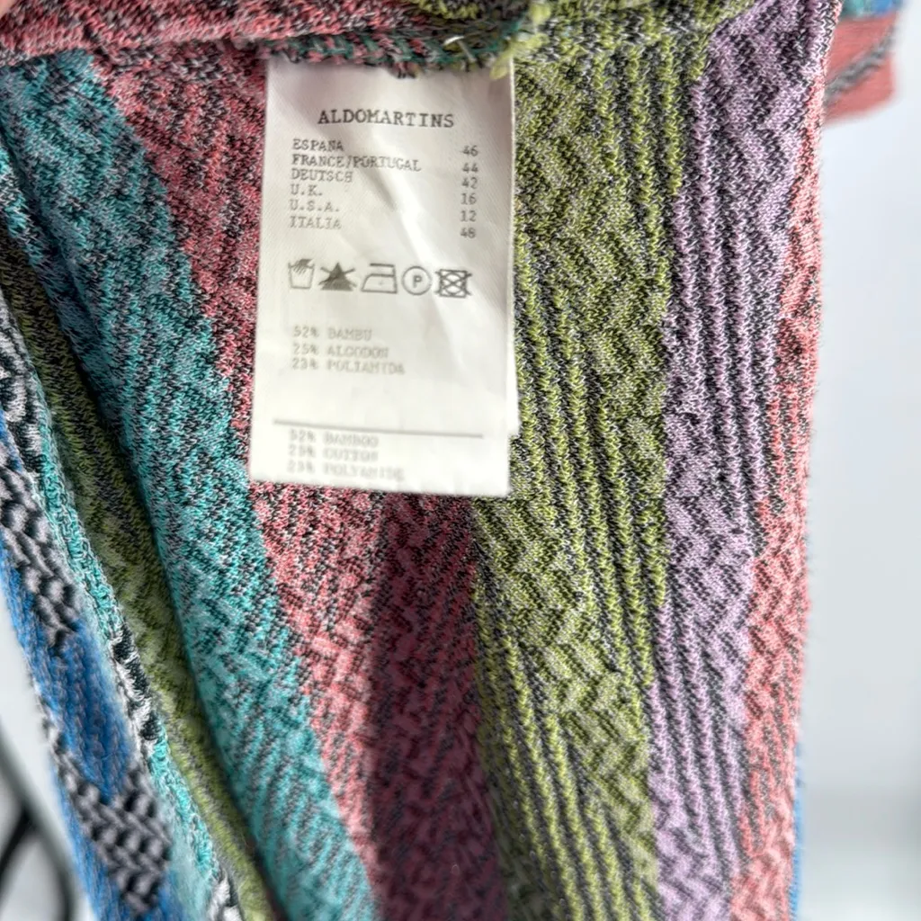 Aldo Martins Multicolor zigzag crossover dress colorful bamboo 12 puff sleeve Pink - Image 10