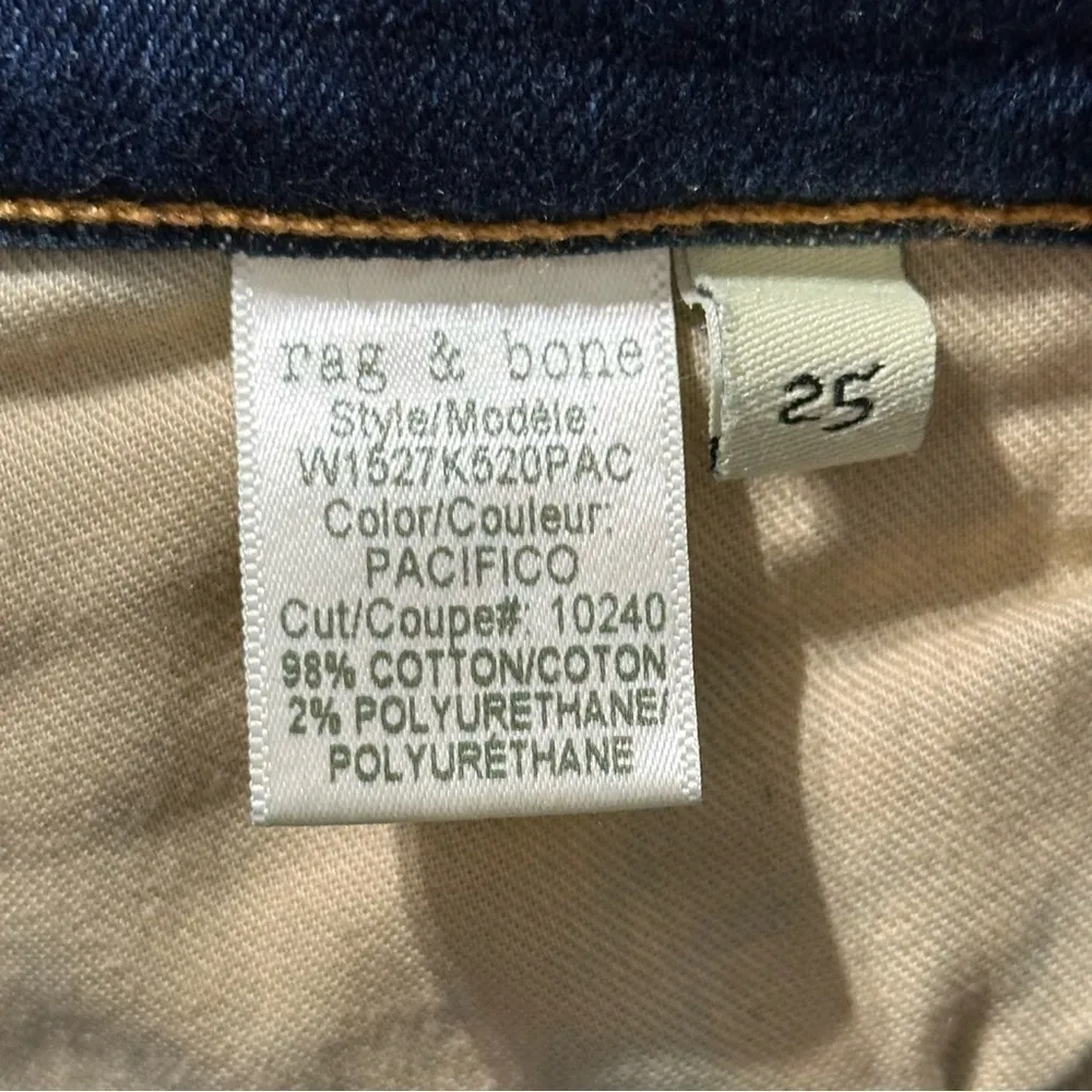 RAG & BONE Women's Size 25 Pacifico Blue Wash Zipper Ankle Capri Skinny Jeans - Image 6