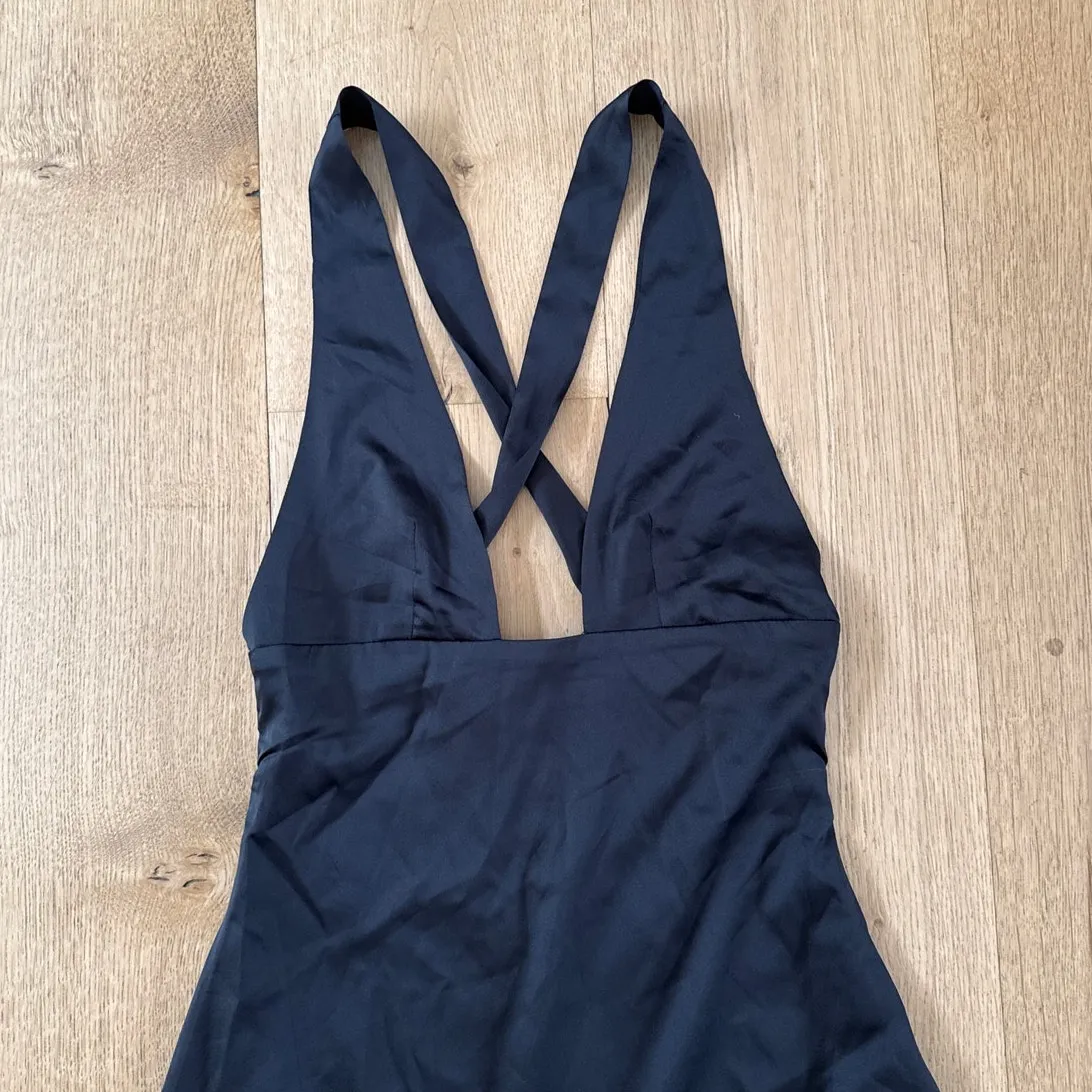 White Fox Mini Dress Sleeveless Cross Over Straps Size XXS Black - Image 2