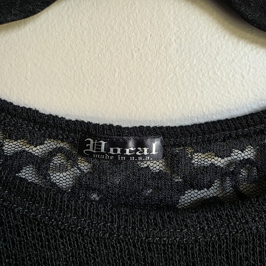 Vocal Black Lightweight Knit Sheer Lace Back Sweater Size 1XL - Image 3