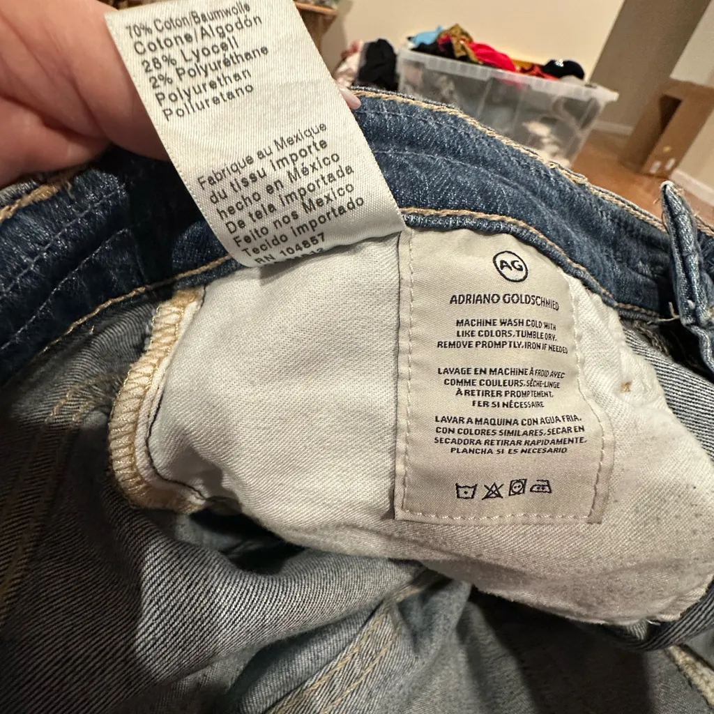 AG Adriano Goldschmied Womens Ex-Boyfriend Slim Distressed Denim Crop Jeans 26R - Image 9