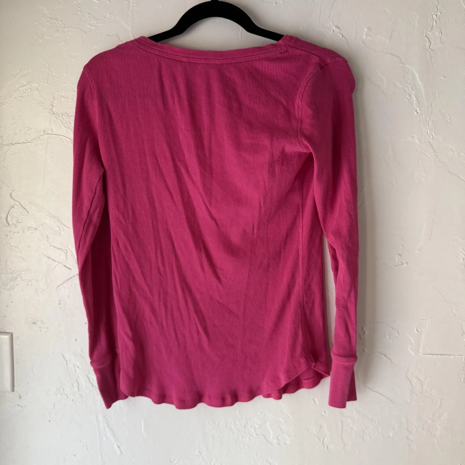 Victorias Secret Henley Shirt Y2k Fitted Medium Pink Long Sleeve‎ Thermal Top - Image 9