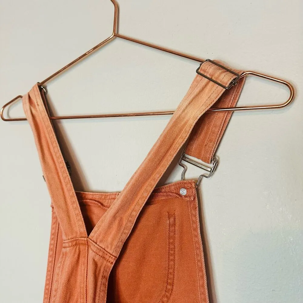 MINKPINK MPD Women’s Orange Sunburst Overalls Denim Short Overalls Size Medium - Image 13