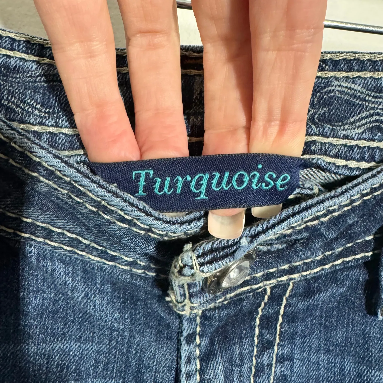 Ariat Women's "Turquoise" Bejeweled Bootcut Jeans Women 31R Bling Western Y2K - Image 7