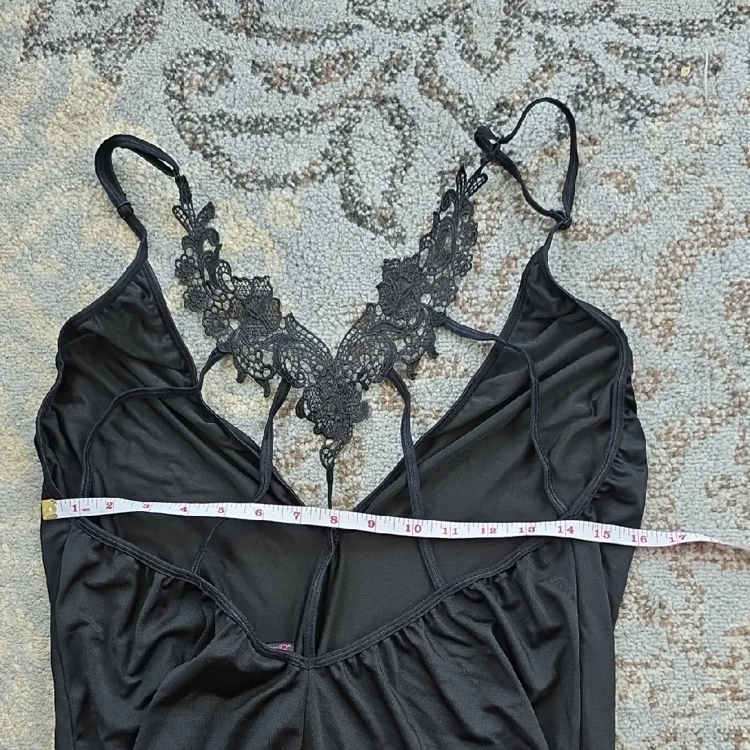 Dreamgirl Lace Slip Nightgown Black One Size - Image 5