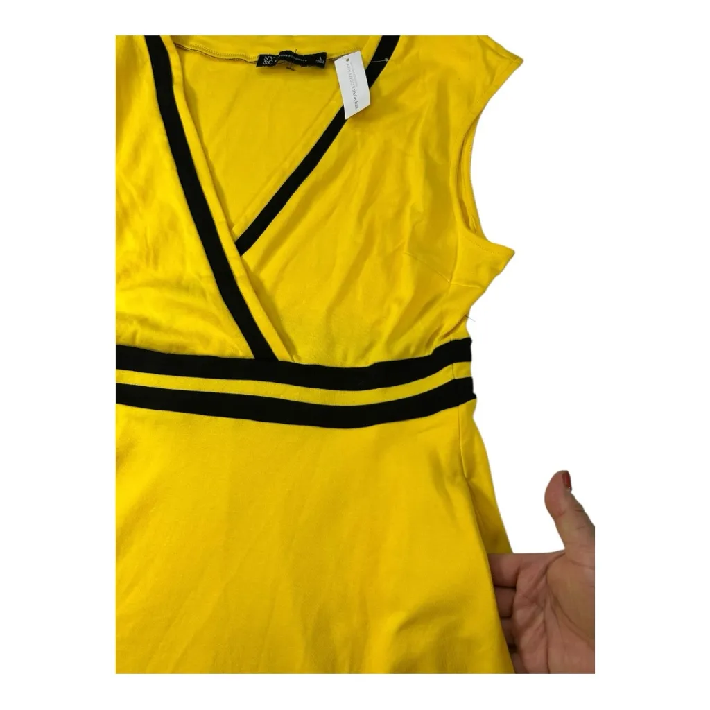 New York & Company Petite Colorblock Accent Wrap Dress City Knits Yellow size L Size L - Image 12