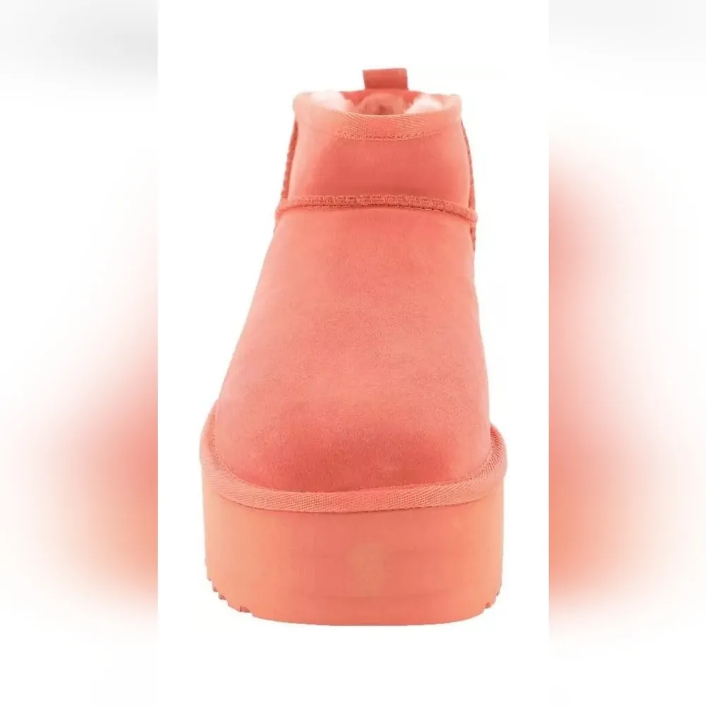 NWT UGG Classic Ultra Mini Platform Vibrant Coral Women's Ankle Boots Size 7 - Image 3