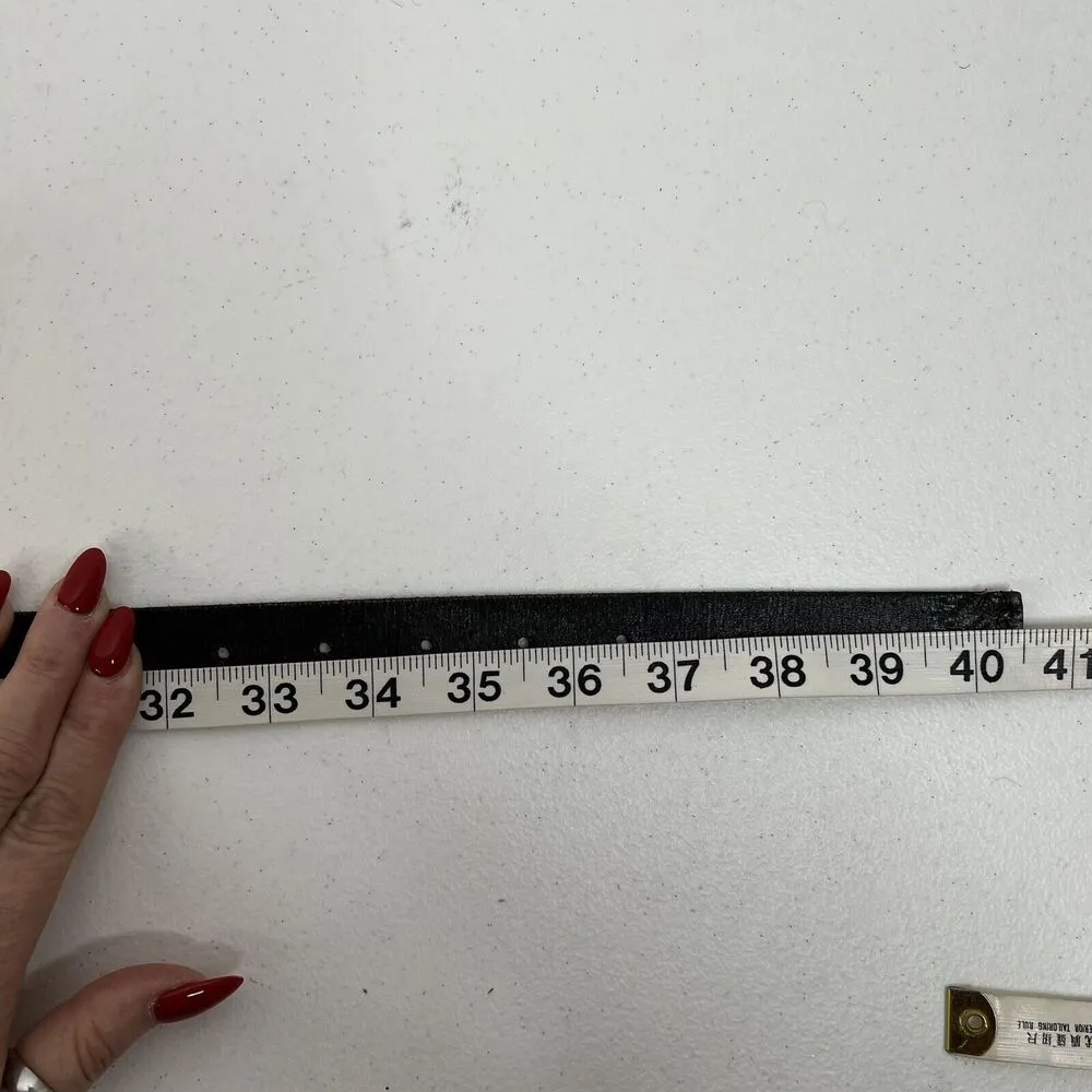 Michael Kors Size M Belt Black Brushed Leather Distressed Adjustable Silver Tone - Image 10