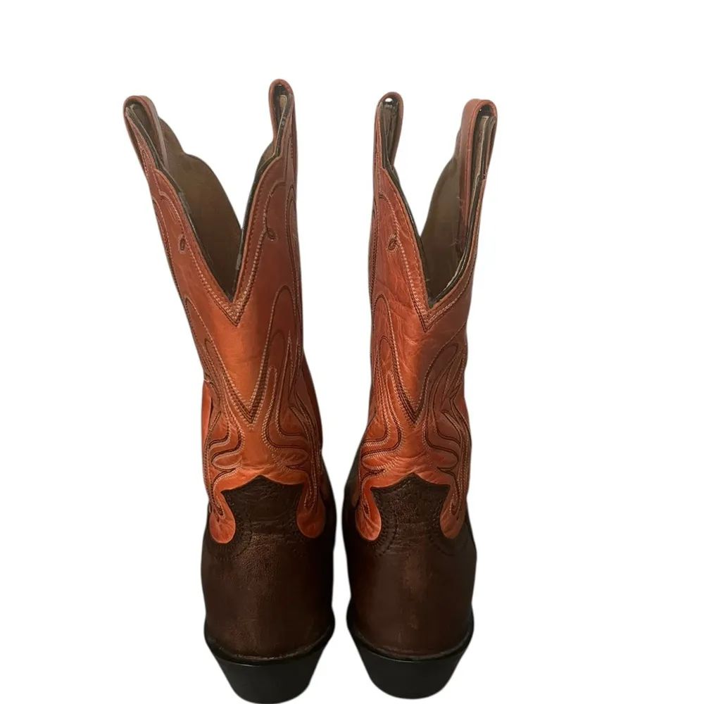 ARIAT Brown & Burnt Orange Leather Cowboy  Boots Women’s Size 10 B Style #15821 - Image 5