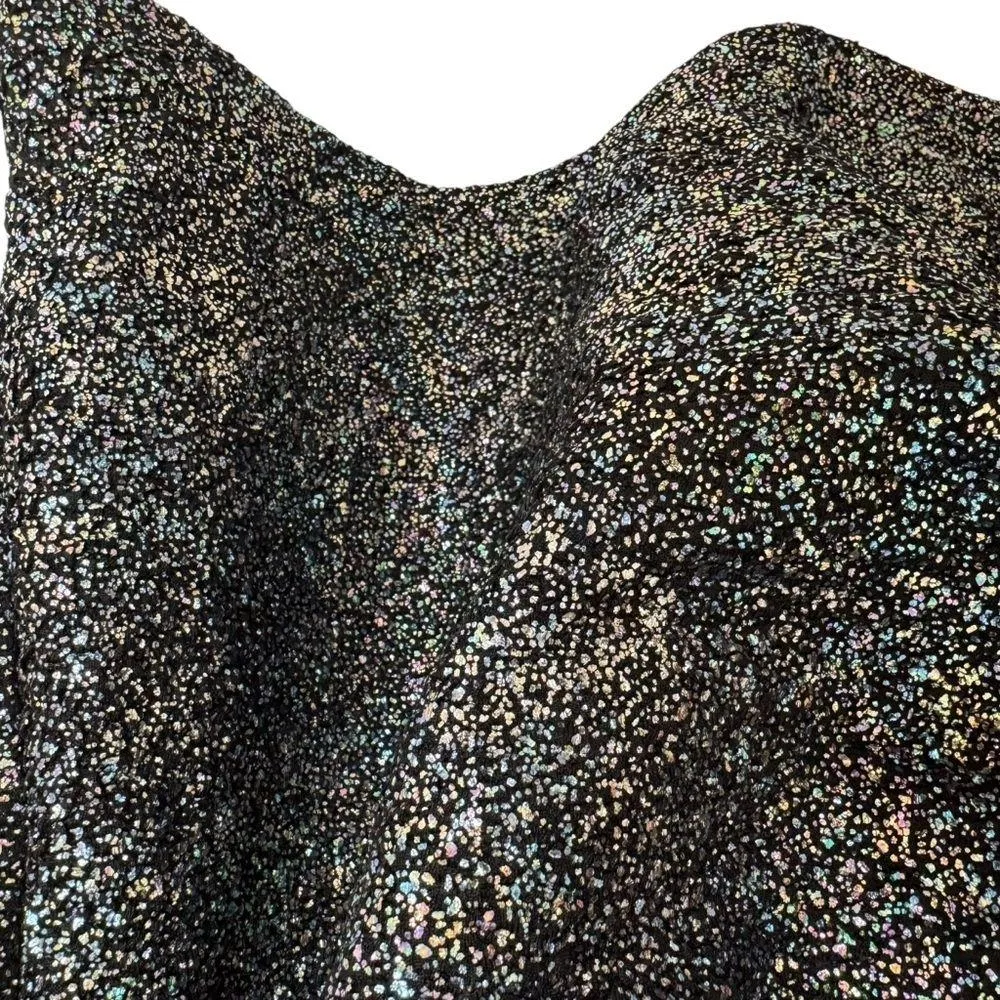NWT Zara Cut Out Multicolor Sparkle Glam Mini Dress Black Silver Size XS - Image 5