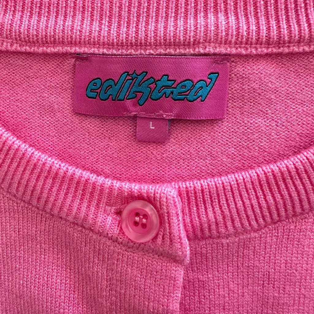 Edikted Bright Pink Cardigan Sweater Size L - Image 4