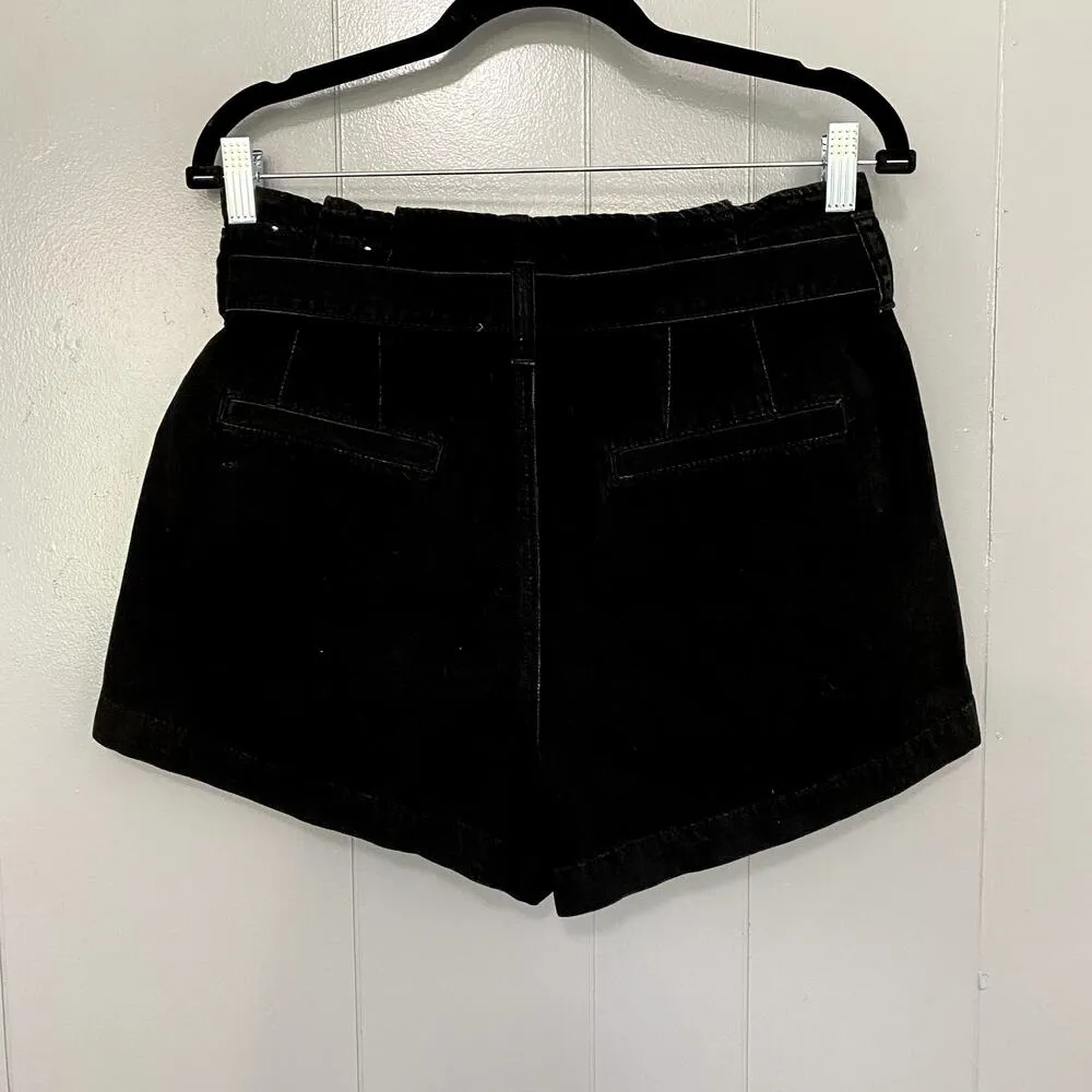 American Eagle Black Denim Paperbag High Rise 90s Summer Mom Shorts 8 - Image 4