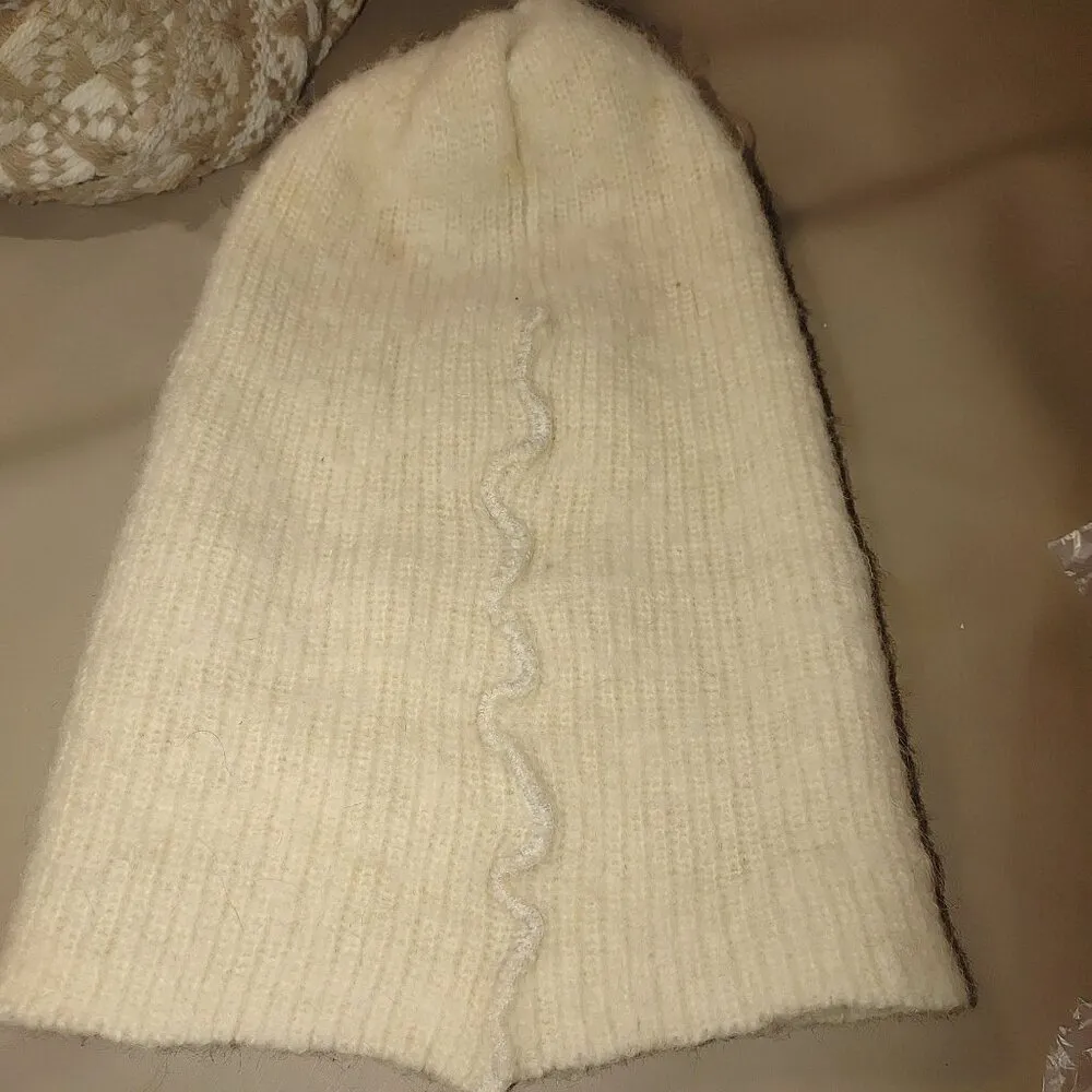 Handmade Vintage Cream Wool Beanie Hat Woven Fringe Scarf Giulia Biondi Italy - Image 16