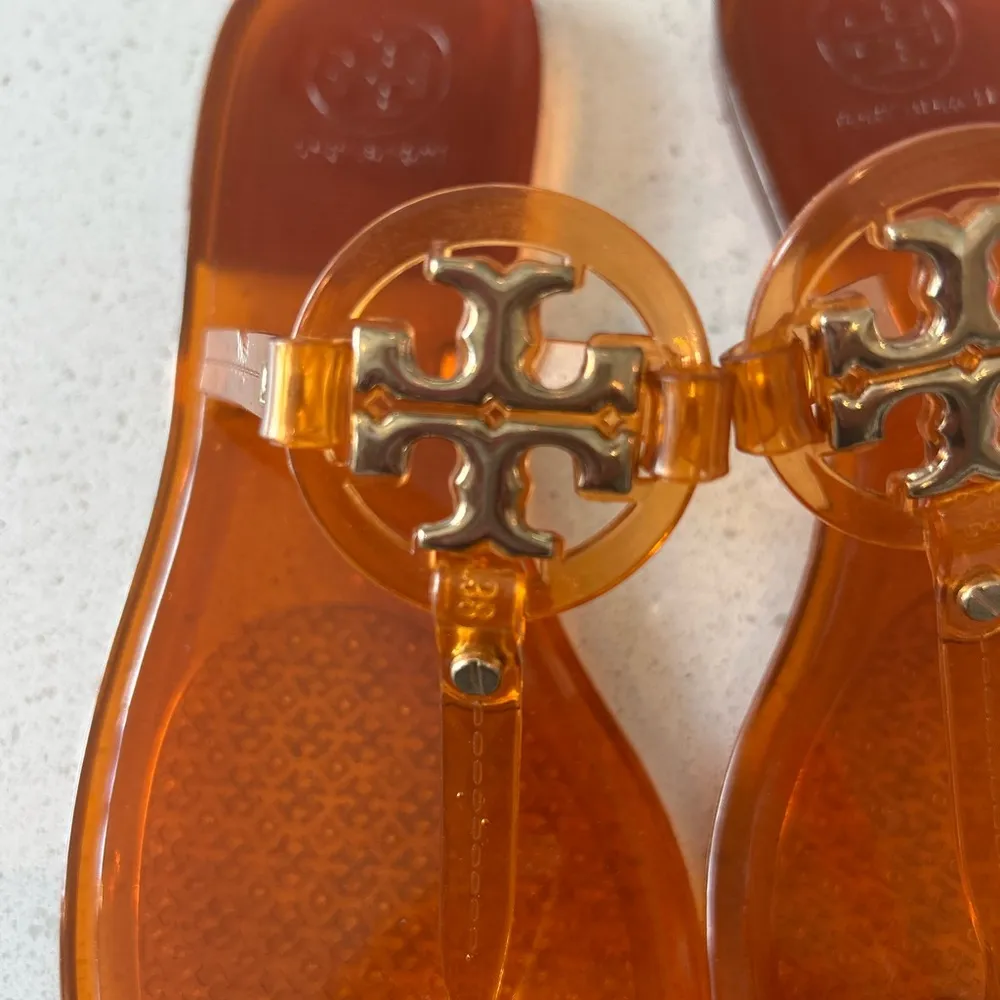 Tory Burch Mini Miller Jelly Sandals Orange Size 38 7.5 - Image 6