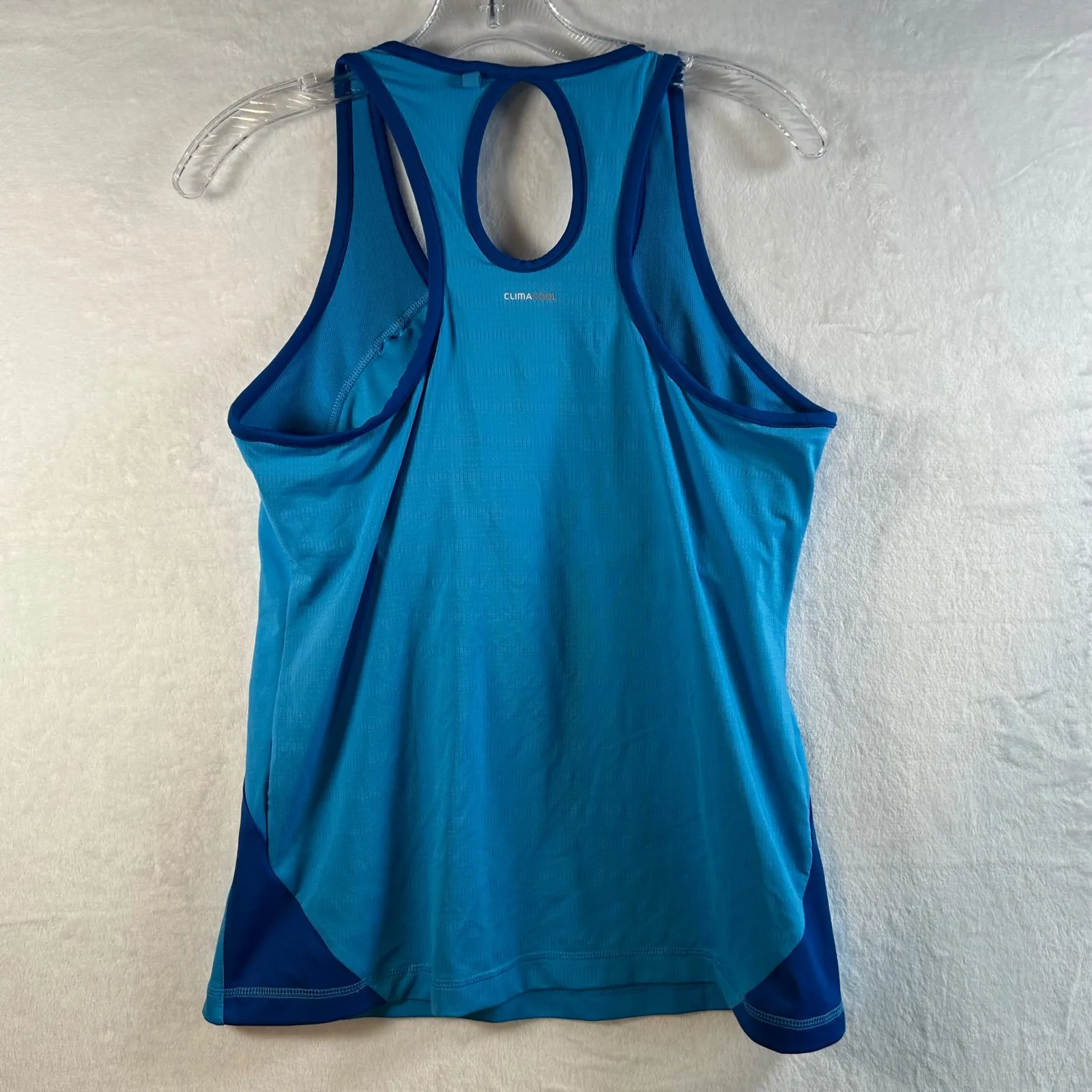 Adidas ClimaCool Womens Blue Athletic Tank Top Racerback Keyhole Size L - Image 4