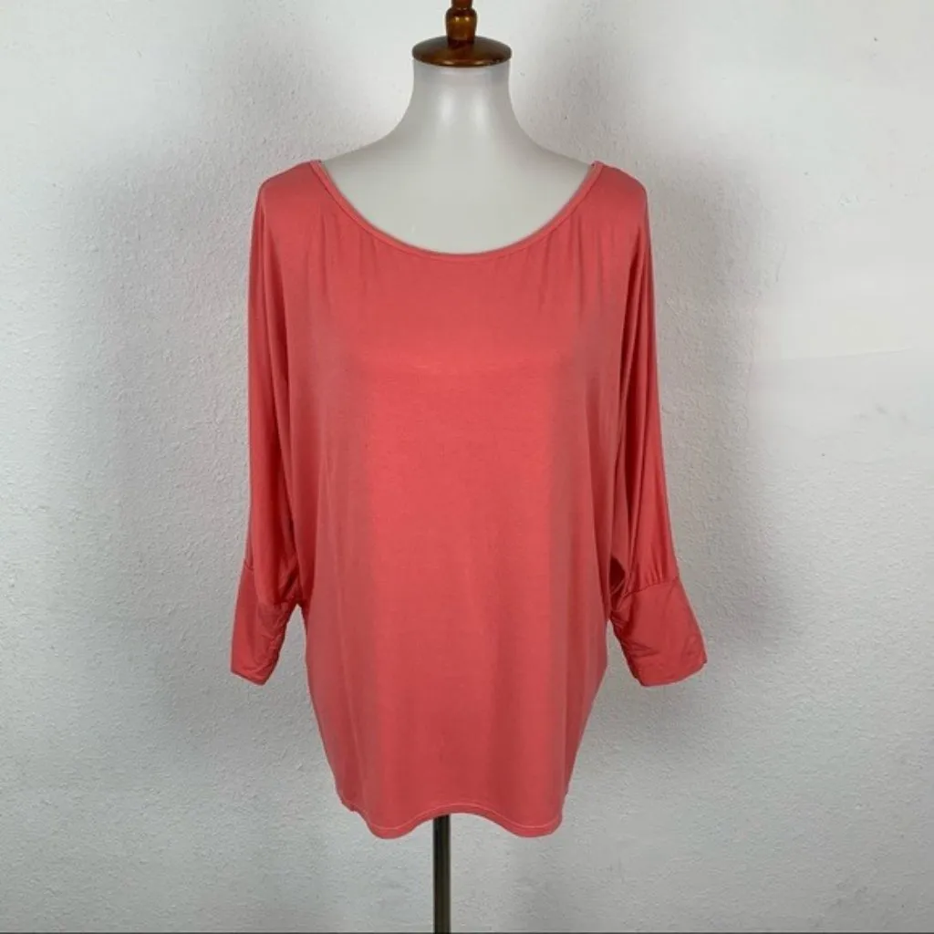 NUX Top Large Coral 34 Sleeve Yoga Athleisure Gym Activewear Casual Orange - Image 7