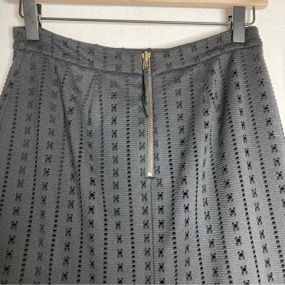 Anthropologie Moulinette Soeurs Black Eyelet Trumpet Skirt Small Knee Length - Image 8