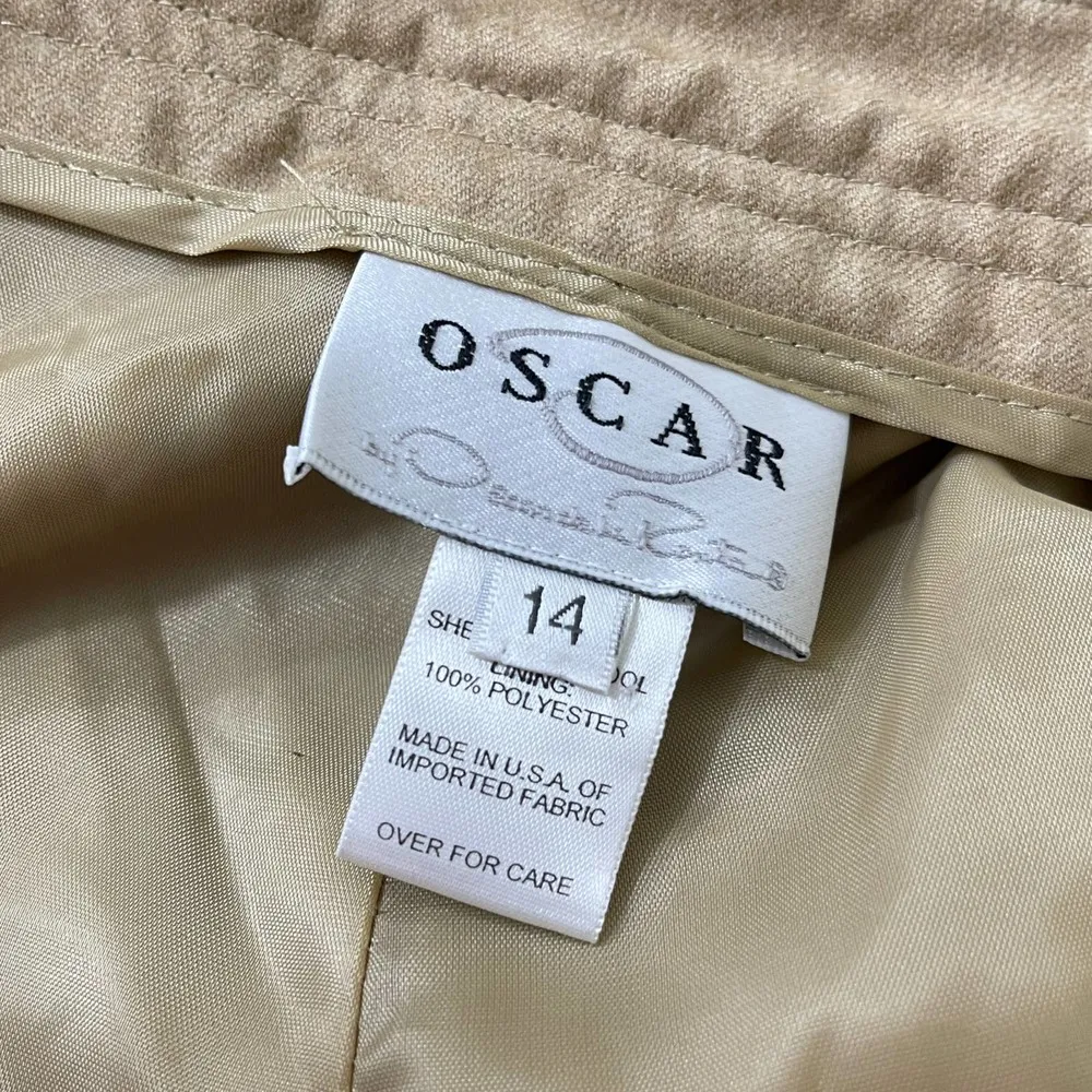 00s OSCAR DE LA RENTA Vintage Tan Wool Pull On Straight Leg Dress Pants - Image 6
