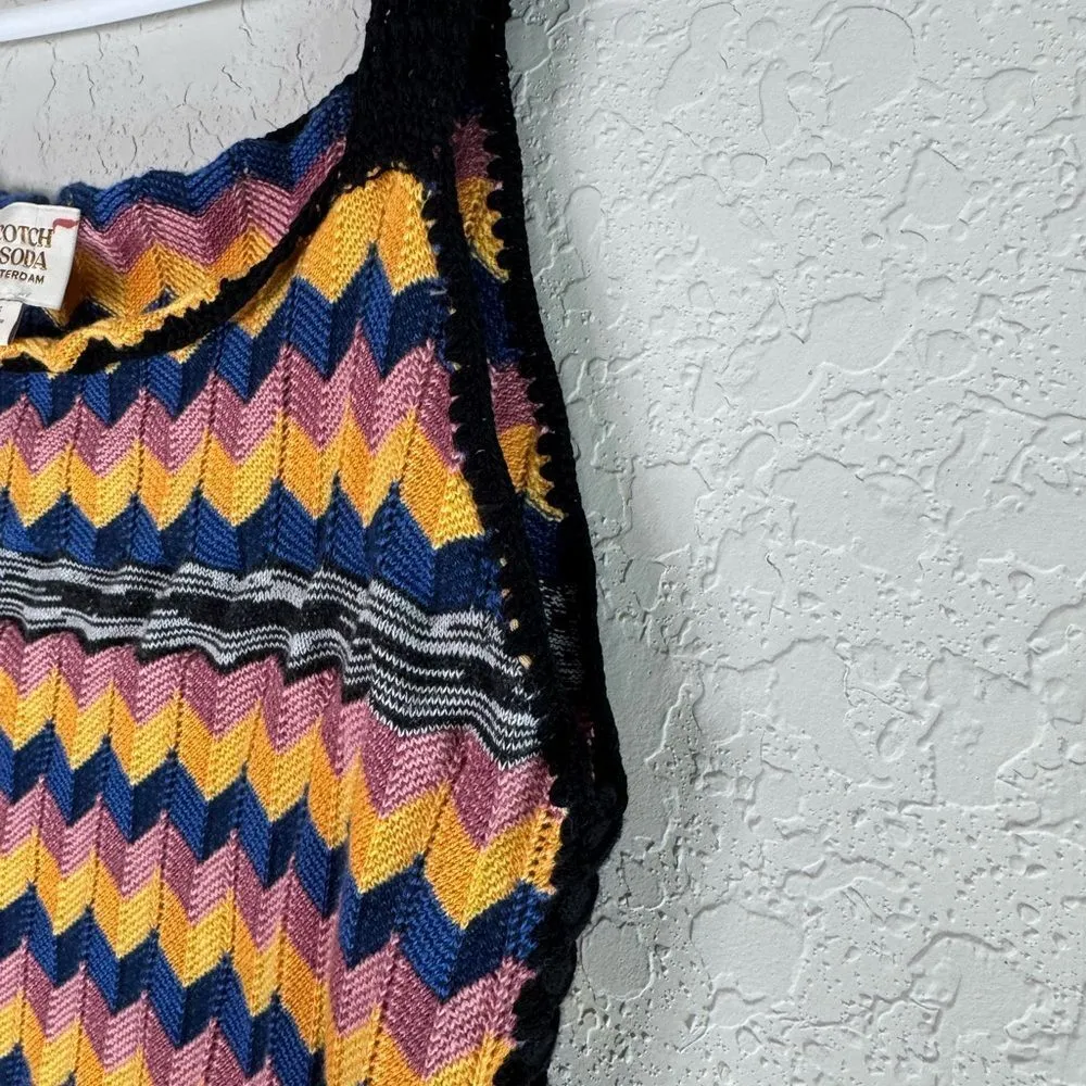 Scotch & Soda Born to Love Knit Multicolor Chevron Tank Top Size S - Image 4