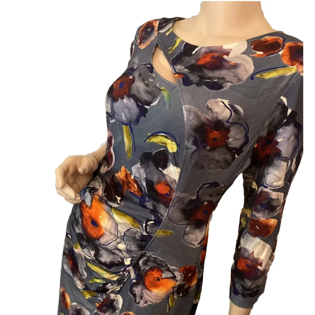 NWT HILTON HOLLIS GRAY FLORAL‎ MIDI
DRESS SIZE L $495 Size L - Image 3