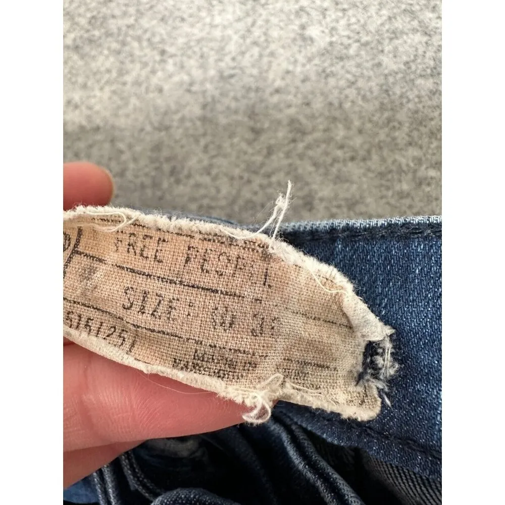 Free People Size 10 Womens Pants Jeans Blue Tie High Waist Hippie Boho Denim - Image 9