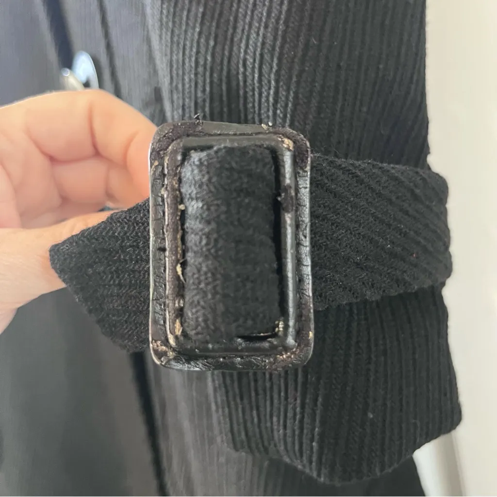 LOFT Ann Taylor Women’s Coat Wool Blend Black Textured Tie Size 4 Mid Length - Image 12