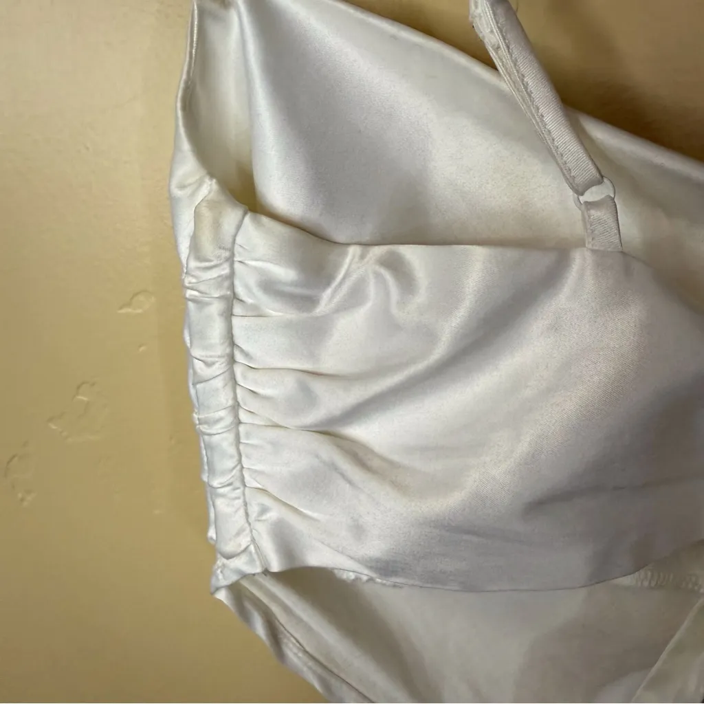 Glassons Diamanté Silk‎ Halter Top Size 8 White Backless Bow Y2K Festival Boho - Image 9
