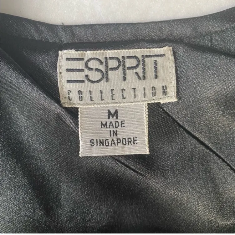 Vintage 90s ESPRIT black velvet embroidered vest menswear casual versatile M - Image 5