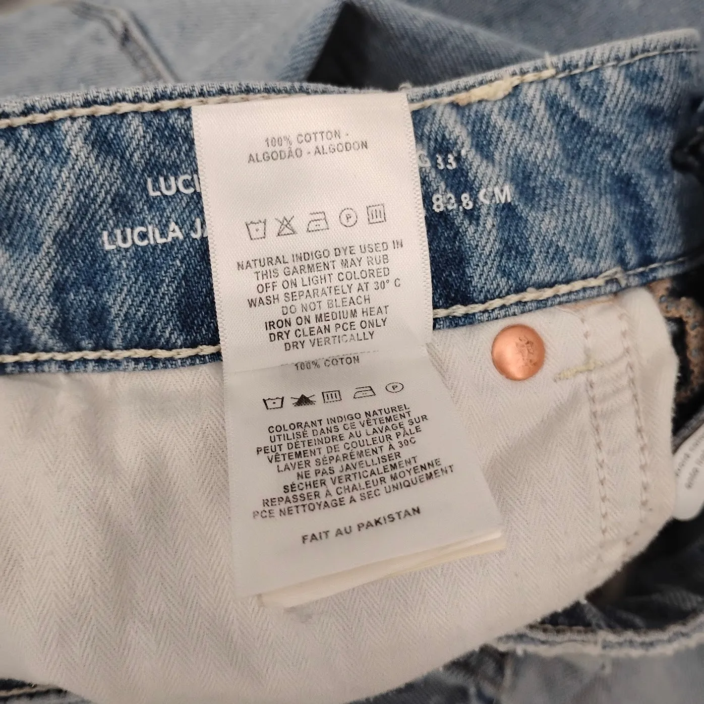 DL1961 Lucila Ultra Wide Leg Jeans Clear Sky Blue High Rise 33" Size 26 - Image 8