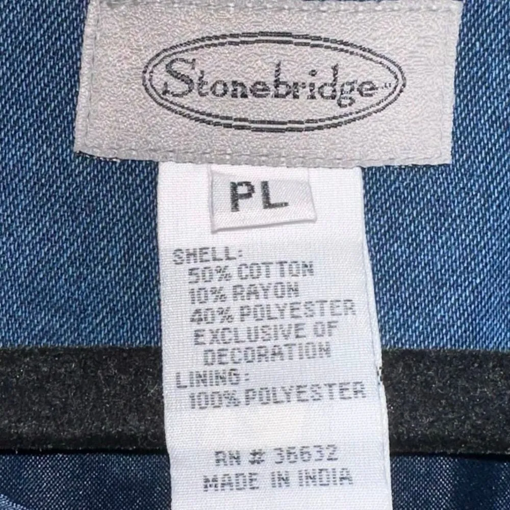 Stonebridge Floral Patchwork & Denim Front Zip Vest Blue Size undefined - Image 5