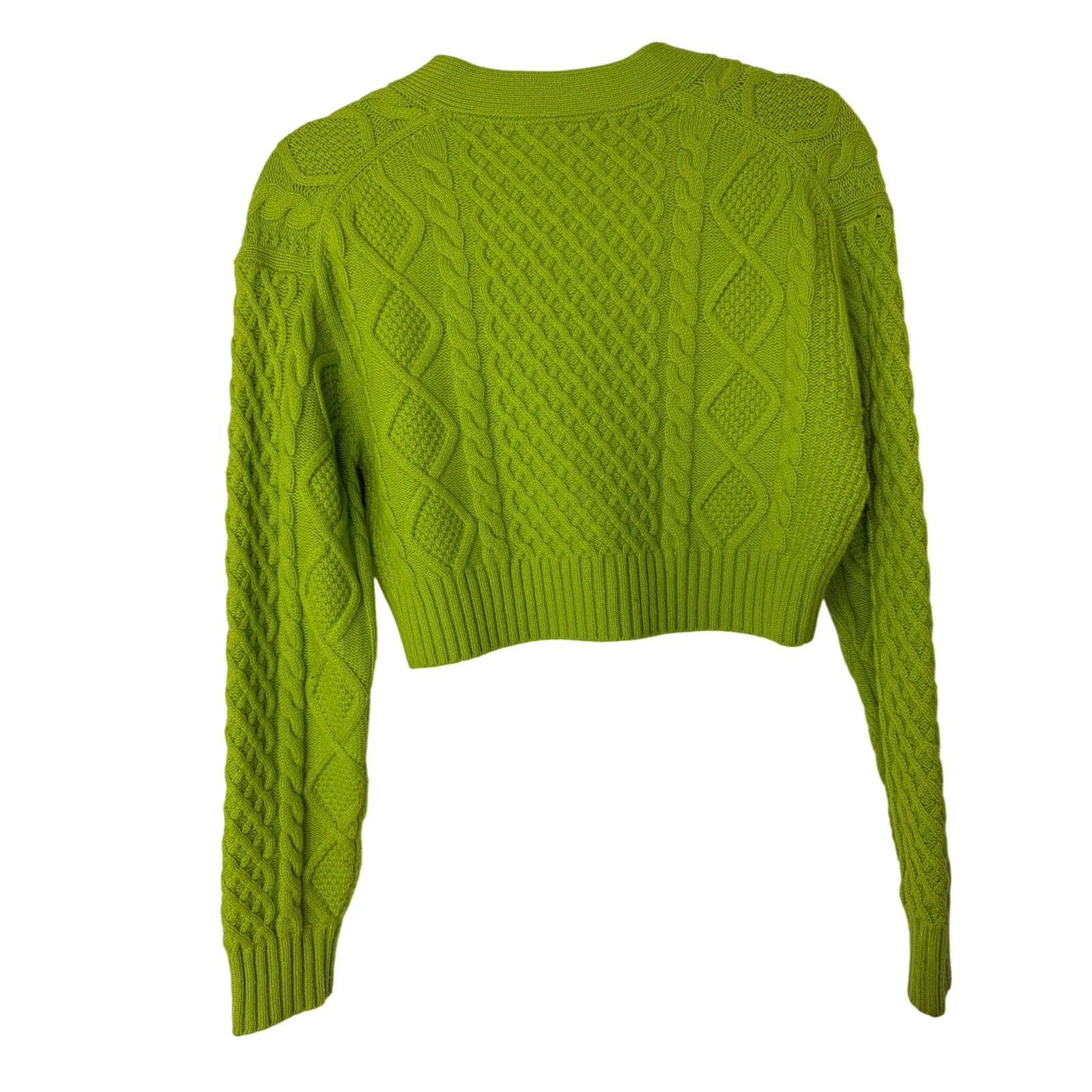Sunday Best Cooper Cardigan Lime Green Cable Knit Crop 2XS Preppy | $128 Retail Size XXS - Image 4