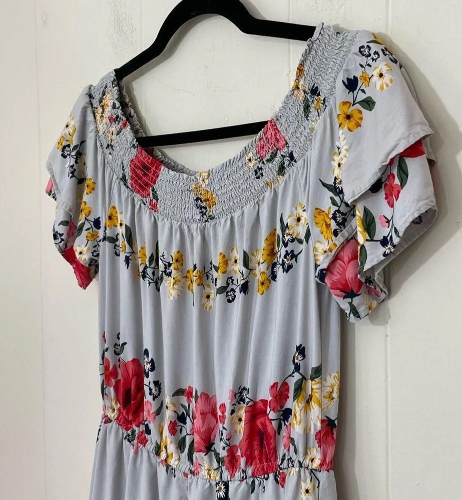 Old Navy Floral Off Shoulder Maxi Dress Sundress Romantic ~ Women’s Size M - Image 8