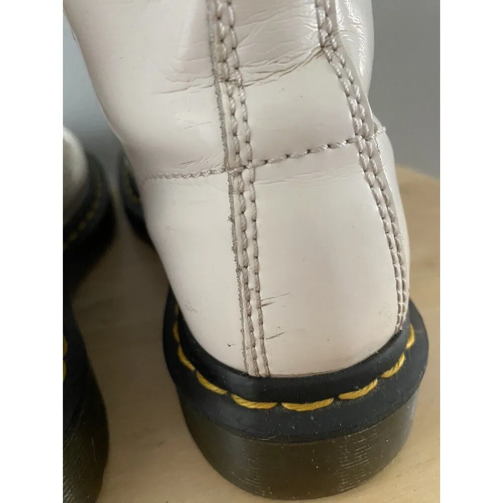 Dr Martens Boots Smooth White Patent Leather Pascal Womens 6 AirWair Docs  1460 - Image 9