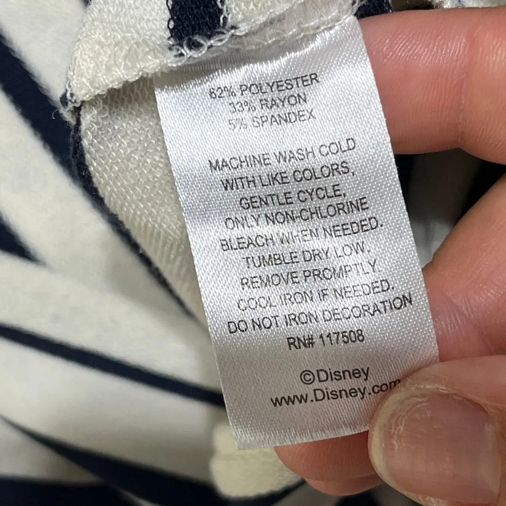 Junk Food Disney Women's Hooded Mickey Dress XS Black White Striped Sleeveless - Image 5