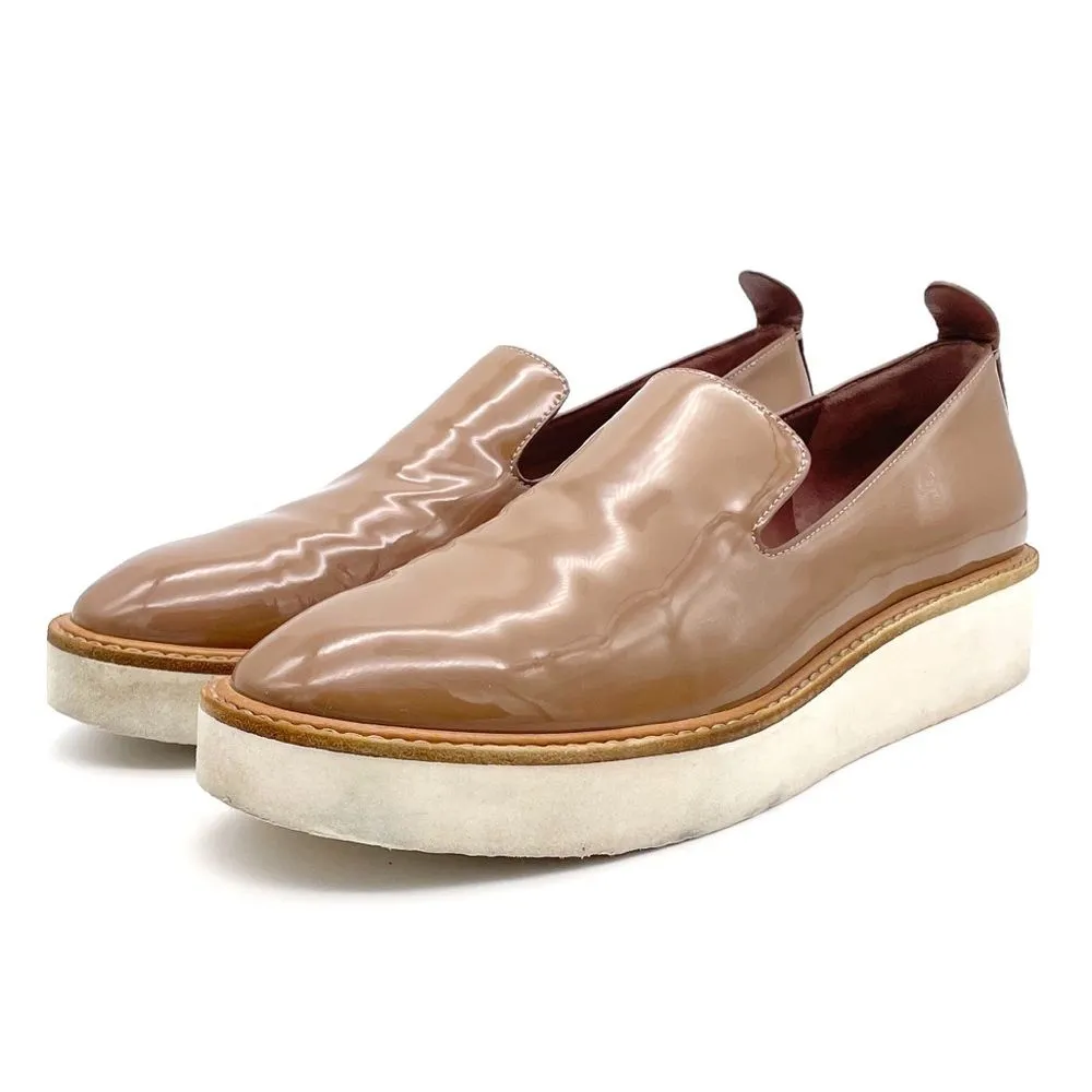 Vince Sanders Patent Leather Platform Slip On Sneakers Taupe Antique Rose Size 6 - Image 6