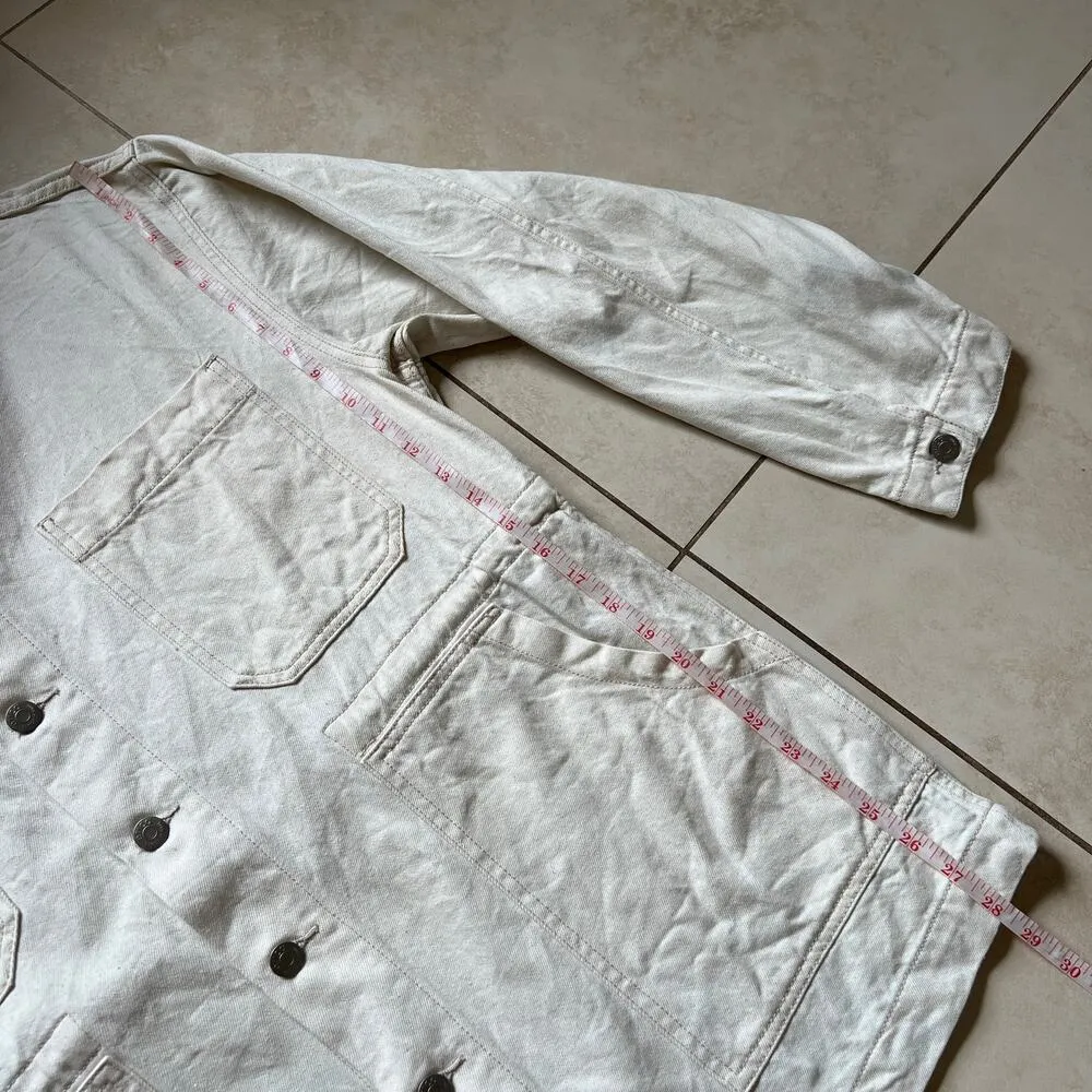 ÉTICA Off White Denim Jean Jacket / Coat Size L Size L - Image 9