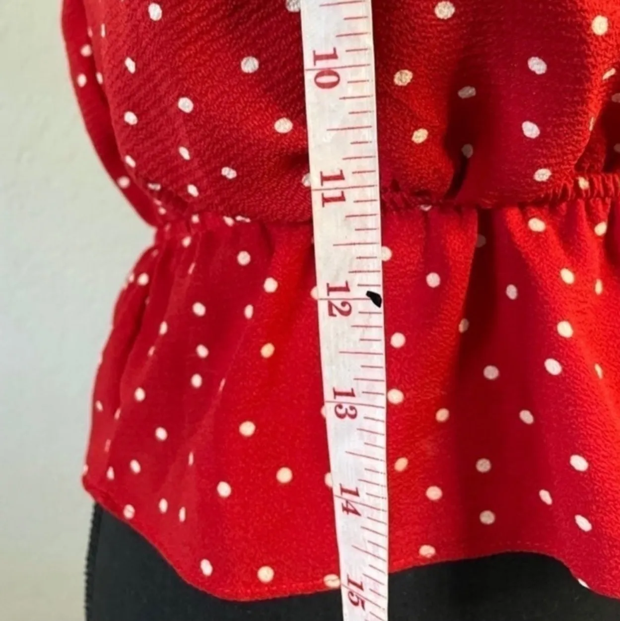 Red Dress Top With and white polka dots in Size small - Image 5