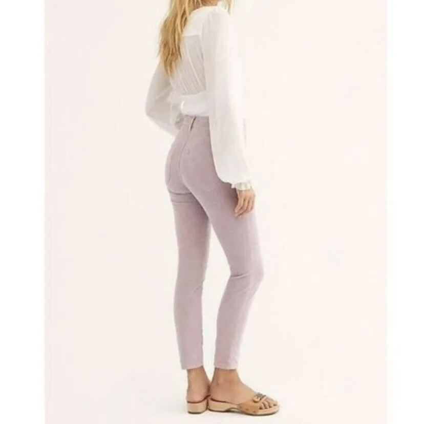 Free People Purple Corduroy Button‎ Fly Sun Chaser Skinny Pants 25 Lilac New - Image 4