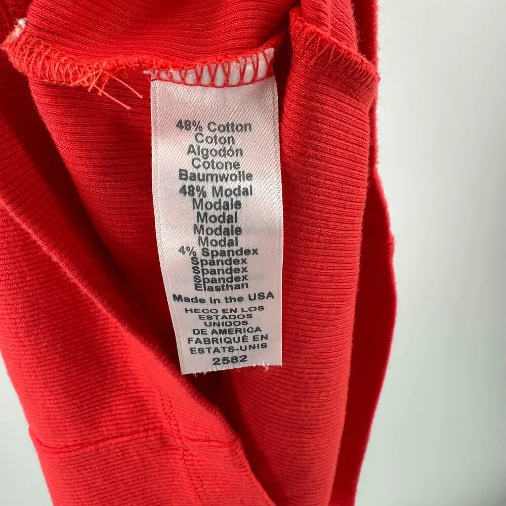 Michael Stars Katie Dress Size Medium NWT Ultra Ribbed Spritz Red 2582 Ruched - Image 12