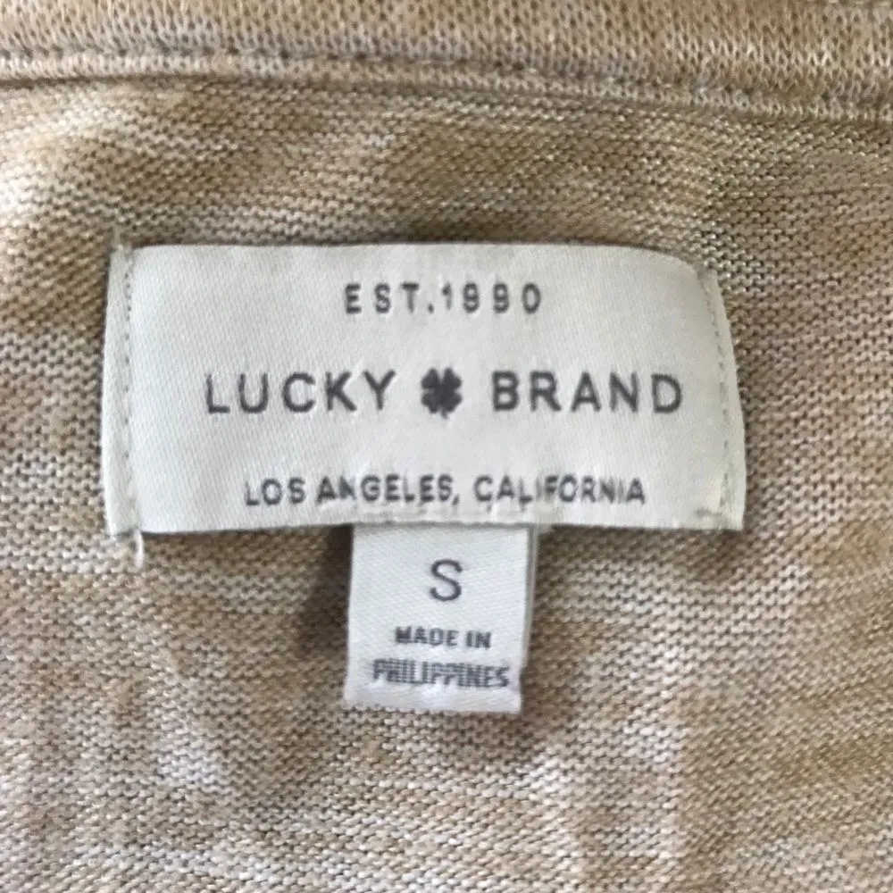 Lucky Brand Beige Burnout Long Sleeve Top Small - Image 7