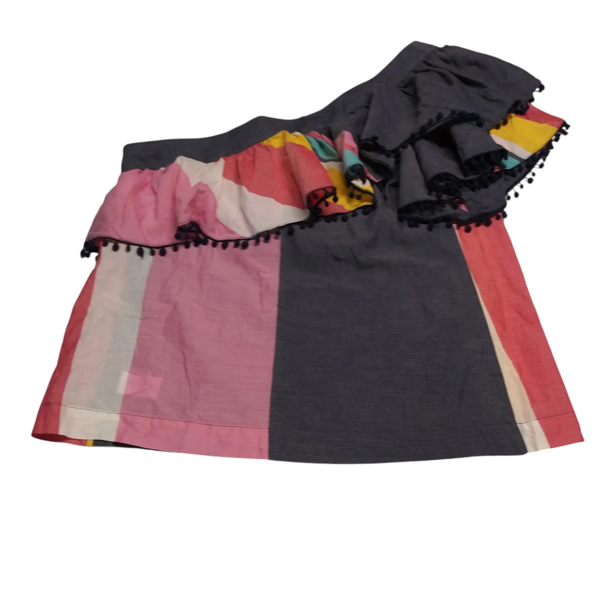 Trina Turk One Shoulder Los Angeles Colorful Striped Pompom Top Size XL - Image 8