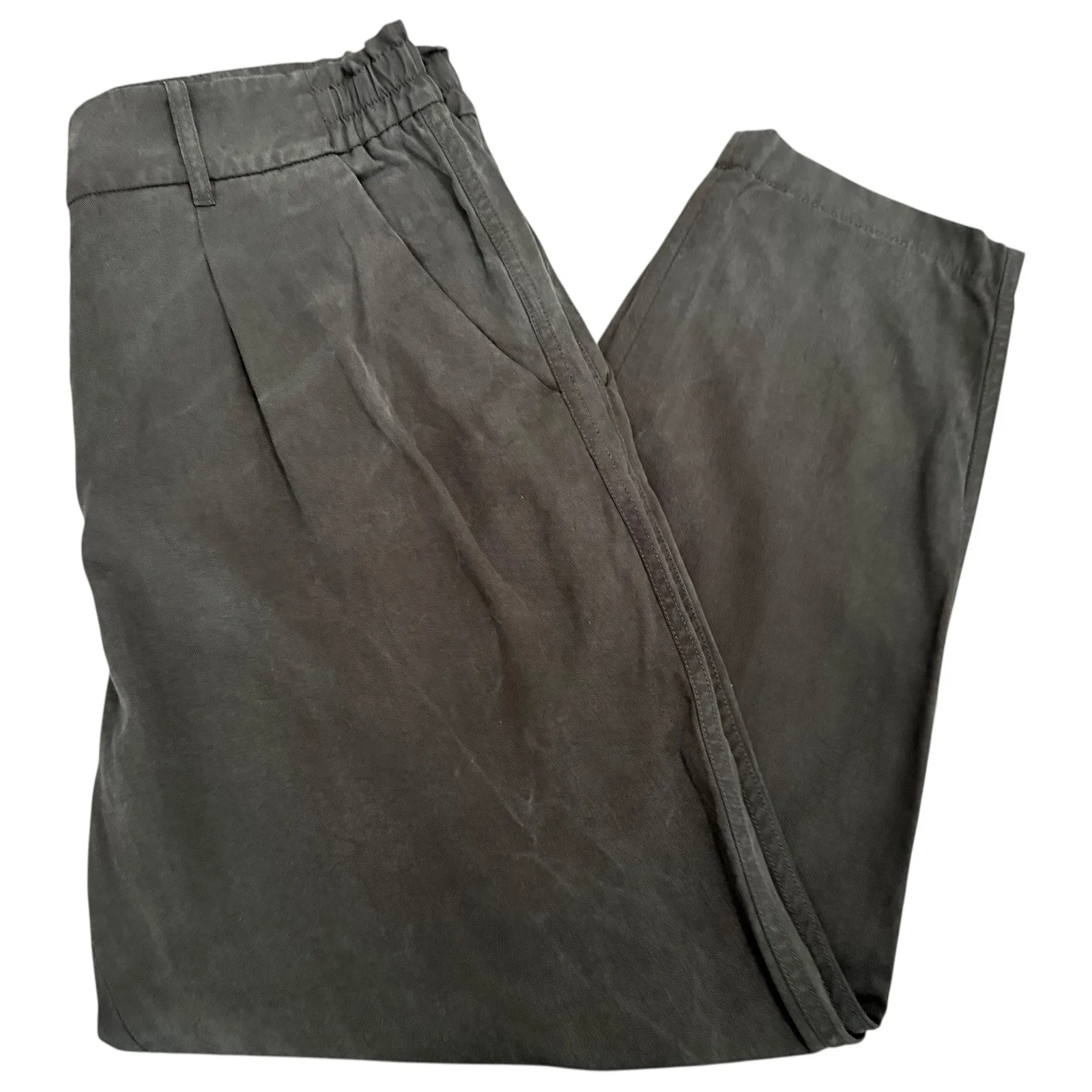 Kate Spade Black‎ Cropped Pants Pleated Elastic Waist Tencel Size 12 Career - Image 12