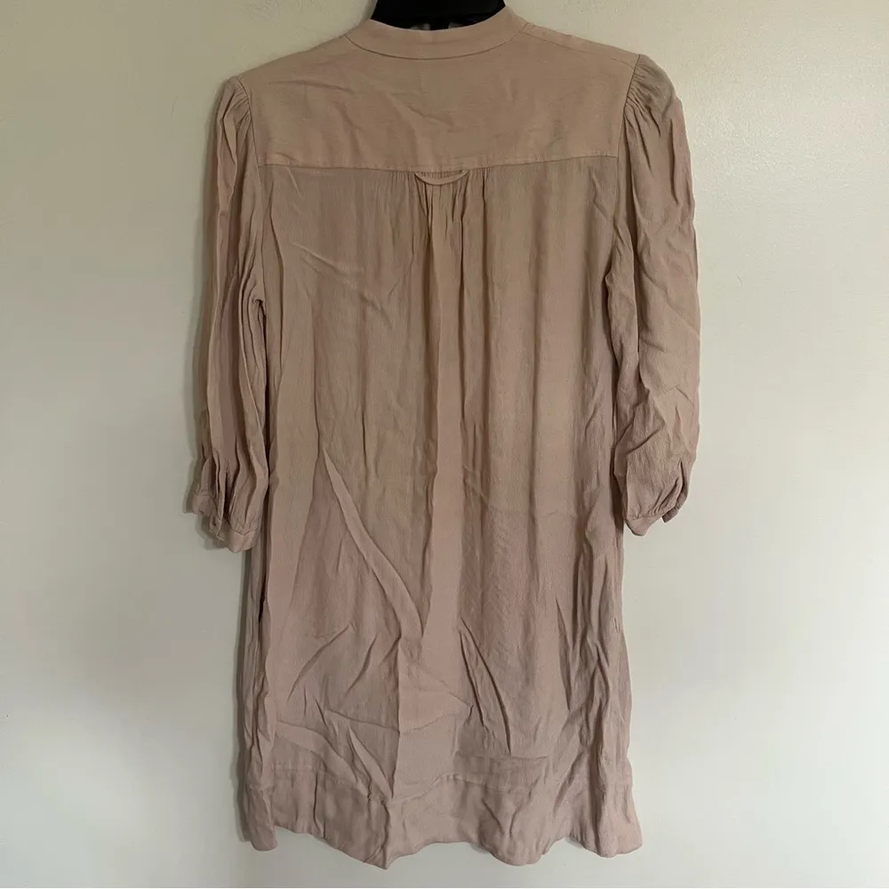 Women’s Maeve Anthropologie Pink Dress Gathered Waist Button Front Size‎ 4 - Image 12