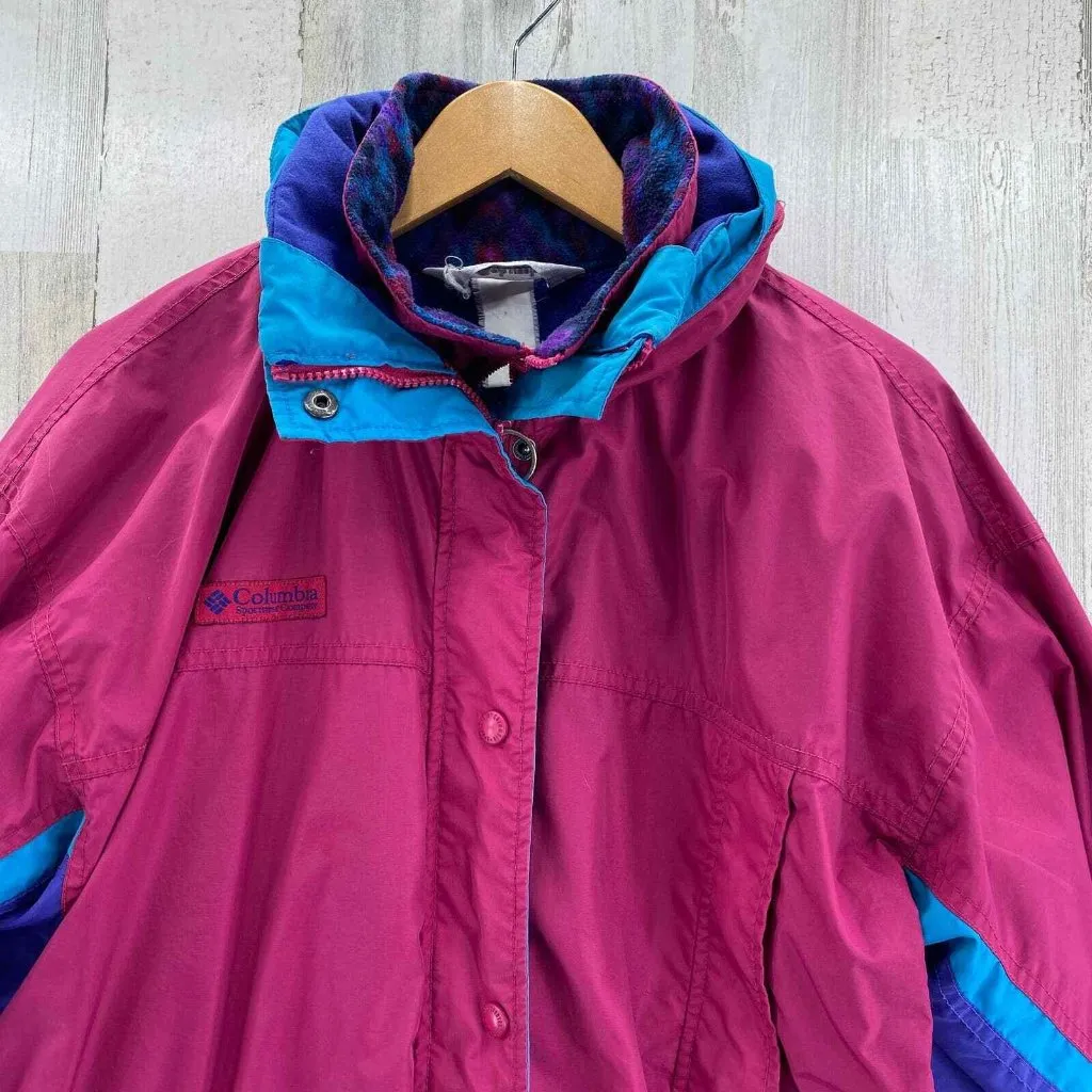 Columbia Long's Peak Jacket Women XL Pink Purple Fleece Zip out Hood‎ Vintage - Image 6