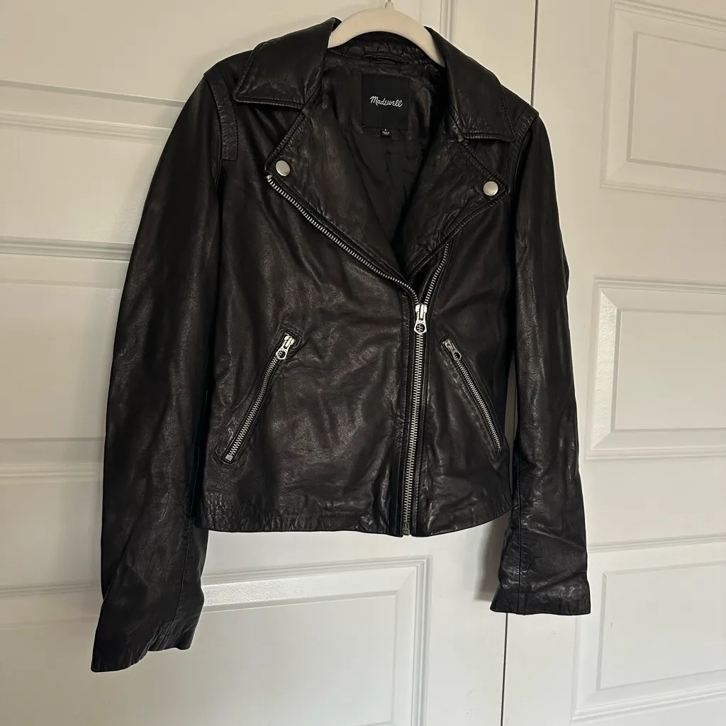 Madewell  Washed Leather Motorcycle Jacket-‎ New S - Image 5
