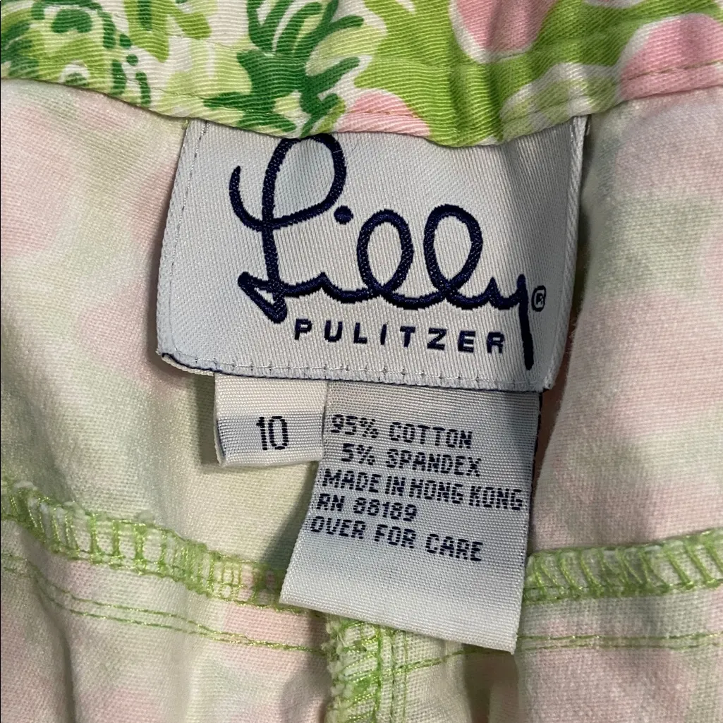 Vintage Lilly Pulitzer Cropped Pink and Green Floral Pants size 10 inseam 24” - Image 5