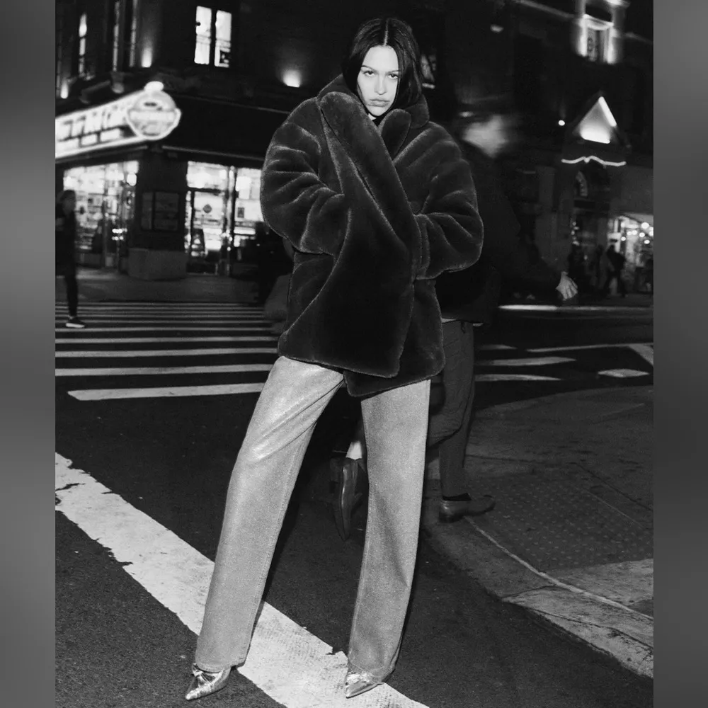 ZARA ZW THE METALLIC SLIM FIT JEANS PANTS Straight Leg SILVER/Gray Size 2 NEW - Image 6