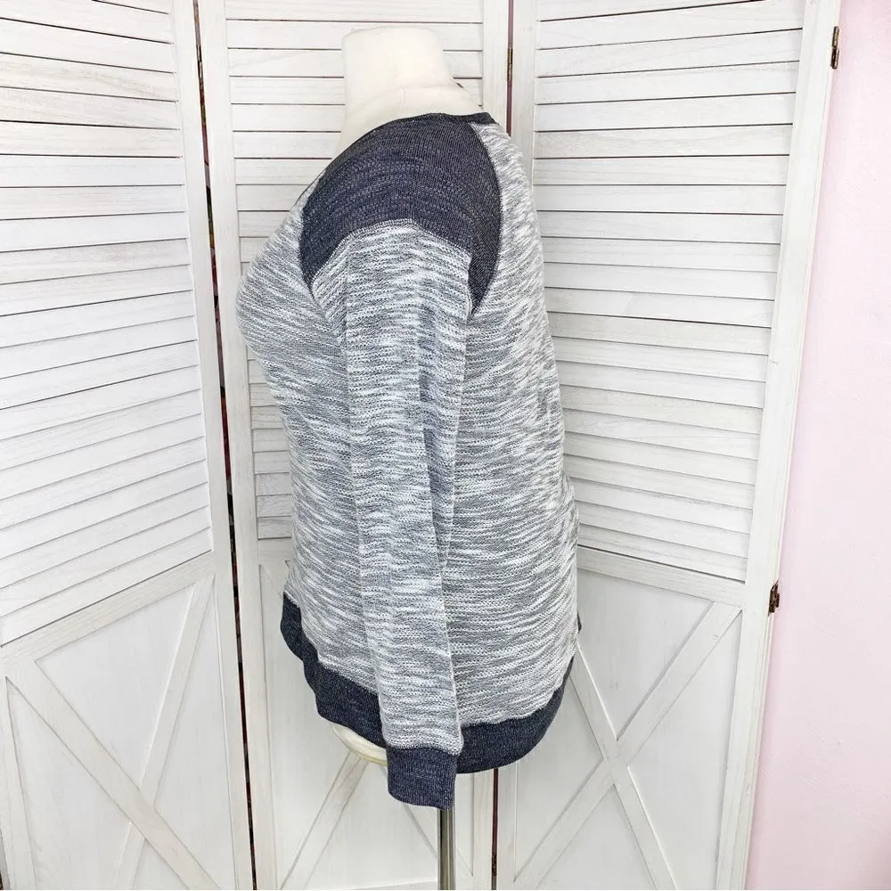 Torrid Textured Loop Colorblock Sweatshirt Gray White 2X - Image 2